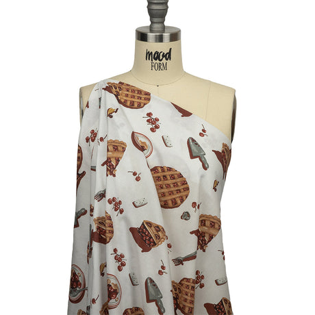Cotton Voile - White Cherry Pies - Baked Fresh Print - Mood Exclusive Rockland Collection