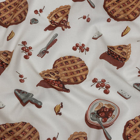 Cotton Voile - White Cherry Pies - Baked Fresh Print - Mood Exclusive Rockland Collection
