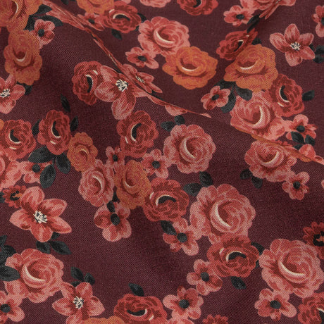 Cotton Voile - Red Floral - Rose Garden Romance Print - Mood Exclusive Rockland Collection