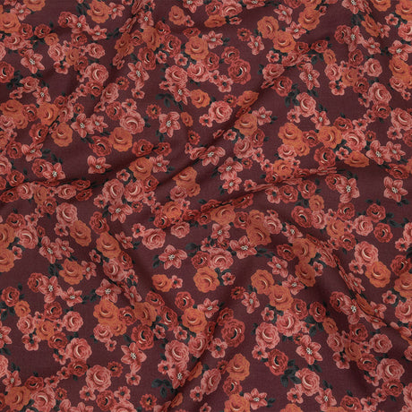 Cotton Voile - Red Floral - Rose Garden Romance Print - Mood Exclusive Rockland Collection