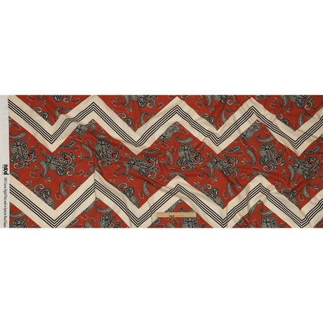 Cotton Voile - White and Orange Paisley and Chevron - Well Travelled Trails Print - Mood Exclusive Rockland Collection