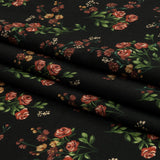 Cotton Voile - Black and Pink Floral - Mason Jar Bouquet Print - Mood Exclusive Rockland Collection