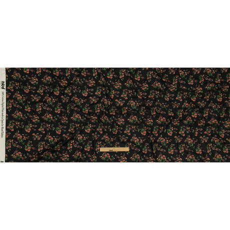 Cotton Voile - Black and Pink Floral - Mason Jar Bouquet Print - Mood Exclusive Rockland Collection