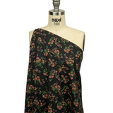 Cotton Voile - Black and Pink Floral - Mason Jar Bouquet Print - Mood Exclusive Rockland Collection