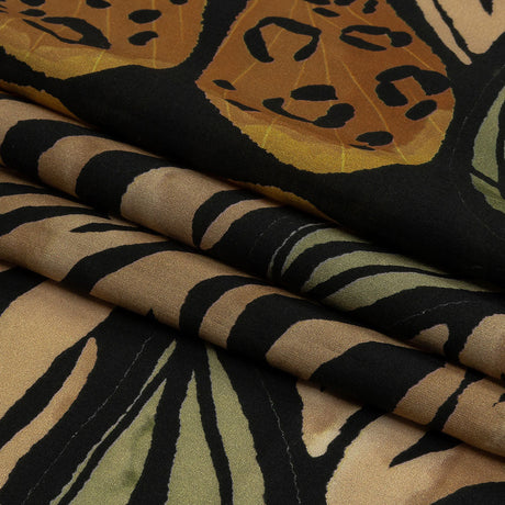 Cotton Voile - Beige and Black Wings and Tiger Stripes - Wild Wonders Print - Mood Exclusive Rockland Collection