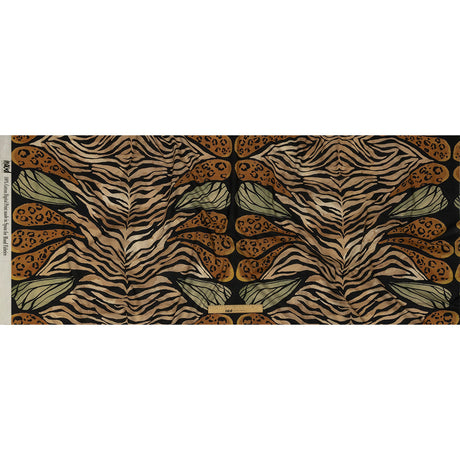 Cotton Voile - Beige and Black Wings and Tiger Stripes - Wild Wonders Print - Mood Exclusive Rockland Collection