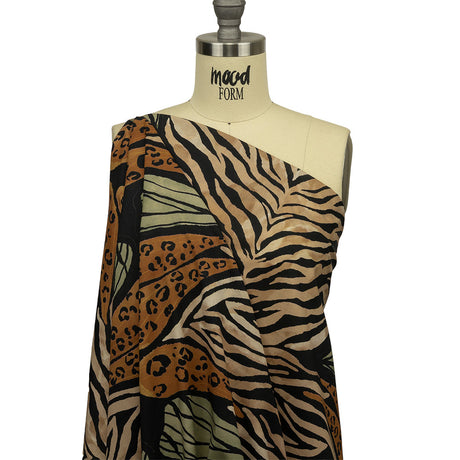 Cotton Voile - Beige and Black Wings and Tiger Stripes - Wild Wonders Print - Mood Exclusive Rockland Collection