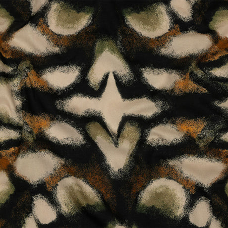 Cotton Voile - Black and Beige Abstract - From the Earth Print - Mood Exclusive Rockland Collection