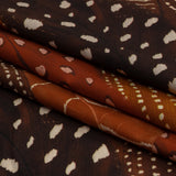 Cotton Voile - Brown and Orange Decorated Diagonal Stripes - Wind in Your Wings Print - Mood Exclusive Rockland Collection