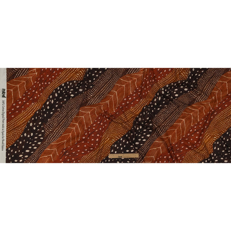 Cotton Voile - Brown and Orange Decorated Diagonal Stripes - Wind in Your Wings Print - Mood Exclusive Rockland Collection
