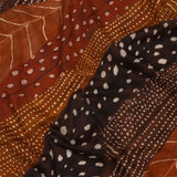Cotton Voile - Brown and Orange Decorated Diagonal Stripes - Wind in Your Wings Print - Mood Exclusive Rockland Collection