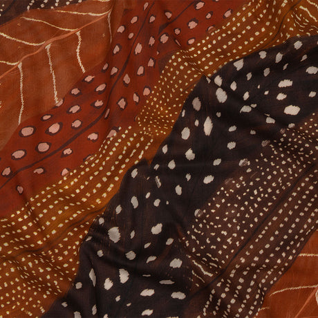 Cotton Voile - Brown and Orange Decorated Diagonal Stripes - Wind in Your Wings Print - Mood Exclusive Rockland Collection