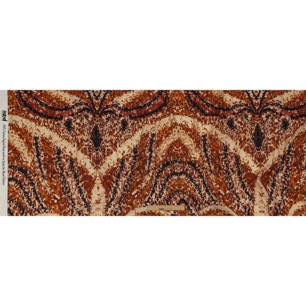 Cotton Voile - Beige and Orange Abstract - Summit Sketches Print - Mood Exclusive Rockland Collection
