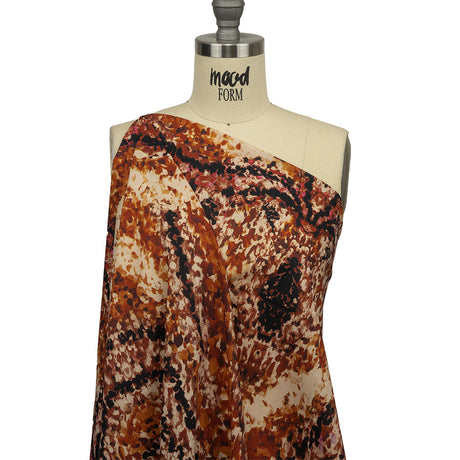 Cotton Voile - Beige and Orange Abstract - Summit Sketches Print - Mood Exclusive Rockland Collection