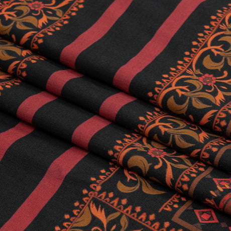 Cotton Voile Panel - Black and Red Paisley - Kaleidoscope Dreams Print - Mood Exclusive Rockland Collection