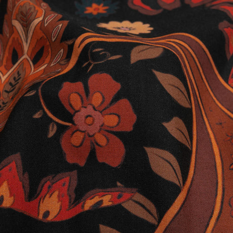 Cotton Voile Panel - Black and Red Paisley - Kaleidoscope Dreams Print - Mood Exclusive Rockland Collection