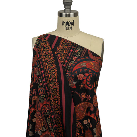 Cotton Voile Panel - Black and Red Paisley - Kaleidoscope Dreams Print - Mood Exclusive Rockland Collection