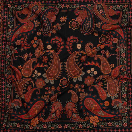 Cotton Voile Panel - Black and Red Paisley - Kaleidoscope Dreams Print - Mood Exclusive Rockland Collection