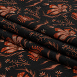 Linen and Rayon Woven - Black and Orange Floral - Watching the Fire Print - Mood Exclusive Rockland Collection