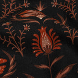 Linen and Rayon Woven - Black and Orange Floral - Watching the Fire Print - Mood Exclusive Rockland Collection
