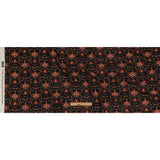 Linen and Rayon Woven - Black and Orange Floral - Watching the Fire Print - Mood Exclusive Rockland Collection