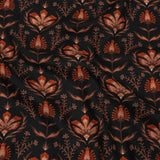 Linen and Rayon Woven - Black and Orange Floral - Watching the Fire Print - Mood Exclusive Rockland Collection