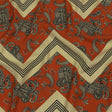 Linen and Rayon Woven - White and Orange Paisley and Chevron - Well Travelled Trails Print - Mood Exclusive Rockland Collection
