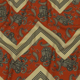 Linen and Rayon Woven - White and Orange Paisley and Chevron - Well Travelled Trails Print - Mood Exclusive Rockland Collection