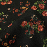 Linen and Rayon Woven - Black and Pink Floral - Mason Jar Bouquet Print - Mood Exclusive Rockland Collection