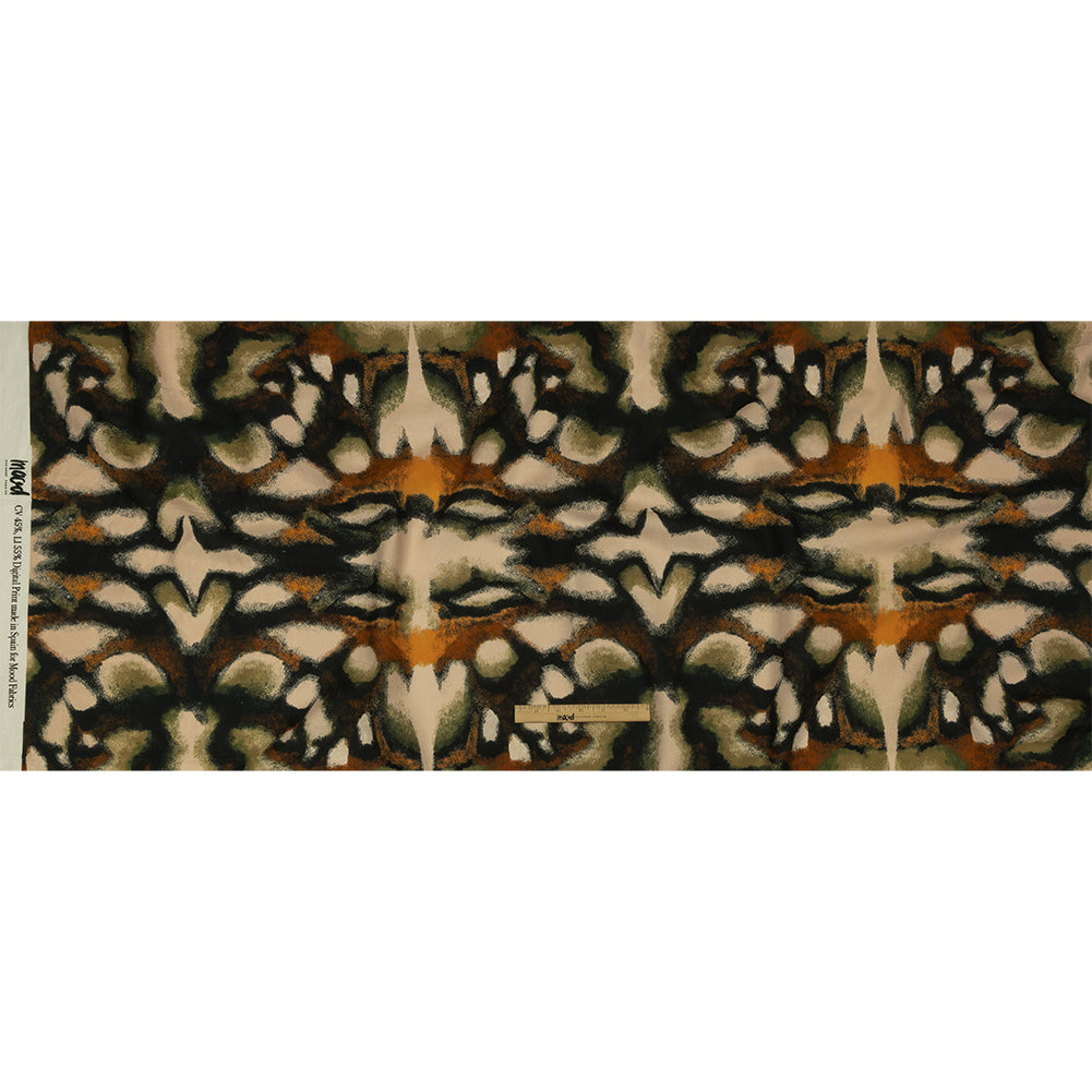 Linen and Rayon Woven - Black and Beige Abstract - From the Earth Print - Mood Exclusive Rockland Collection