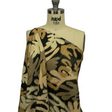 Linen and Rayon Woven - Black and Beige Ikat Leaves - Things We Leave Behind Print - Mood Exclusive Rockland Collection