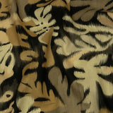 Linen and Rayon Woven - Black and Beige Ikat Leaves - Things We Leave Behind Print - Mood Exclusive Rockland Collection