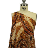 Linen and Rayon Woven - Beige and Orange Abstract - Summit Sketches Print - Mood Exclusive Rockland Collection