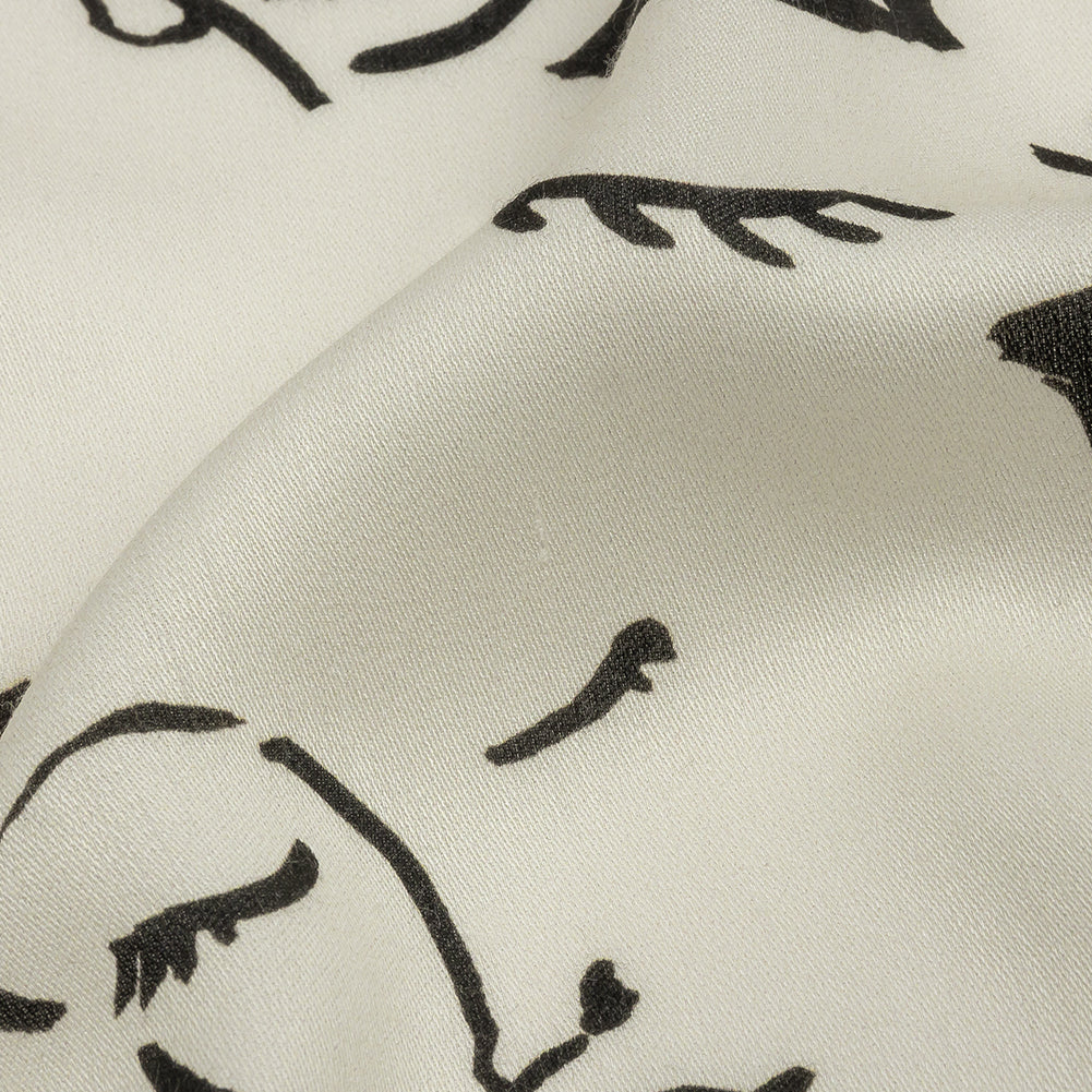 Rayon Challis - Black and White Face Drawings - Everyday Runway Print - Mood Exclusive Metro Collection