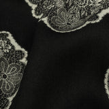 Rayon Challis - Black Lacy Medallions - Cathedral Windows Print - Mood Exclusive Metro Collection