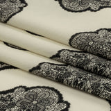 Rayon Challis - White Lacy Medallions - Cathedral Windows Print - Mood Exclusive Metro Collection