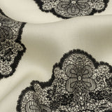 Rayon Challis - White Lacy Medallions - Cathedral Windows Print - Mood Exclusive Metro Collection