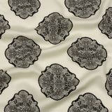 Rayon Challis - White Lacy Medallions - Cathedral Windows Print - Mood Exclusive Metro Collection