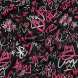 Rayon Challis - Pink and Black Graffiti Doodles - Spontaneous Collaboration Print - Mood Exclusive Metro Collection