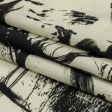 Rayon Challis - Black and White Abstract - Subway Lines Print - Mood Exclusive Metro Collection