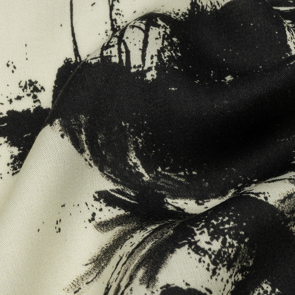 Rayon Challis - Black and White Abstract - Subway Lines Print - Mood Exclusive Metro Collection