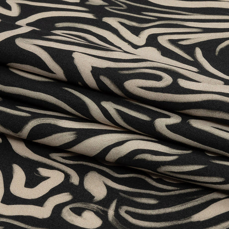 Stretch Cotton Sateen - Black and White Abstract Lines - Gallery Tour Print - Mood Exclusive Metro Collection