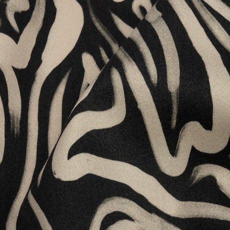 Stretch Cotton Sateen - Black and White Abstract Lines - Gallery Tour Print - Mood Exclusive Metro Collection