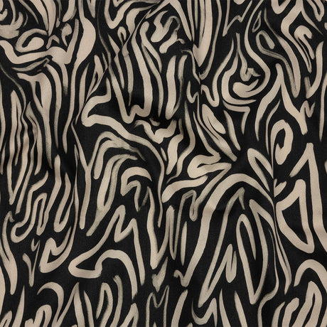 Stretch Cotton Sateen - Black and White Abstract Lines - Gallery Tour Print - Mood Exclusive Metro Collection