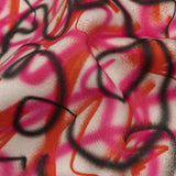 Stretch Cotton Sateen - Pink Spraypaint Scribbles - Love Notorious Print - Mood Exclusive Metro Collection