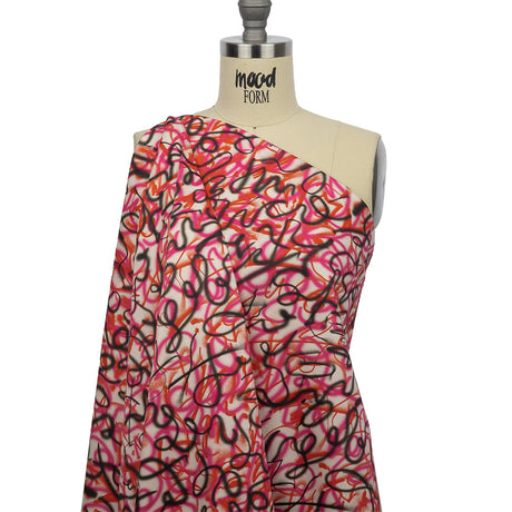 Stretch Cotton Sateen - Pink Spraypaint Scribbles - Love Notorious Print - Mood Exclusive Metro Collection