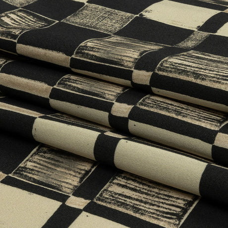 Stretch Cotton Sateen - Black and White Checks - City Blocked Print - Mood Exclusive Metro Collection