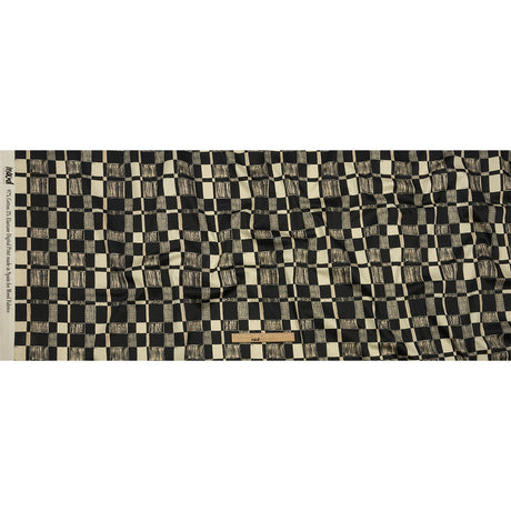 Stretch Cotton Sateen - Black and White Checks - City Blocked Print - Mood Exclusive Metro Collection