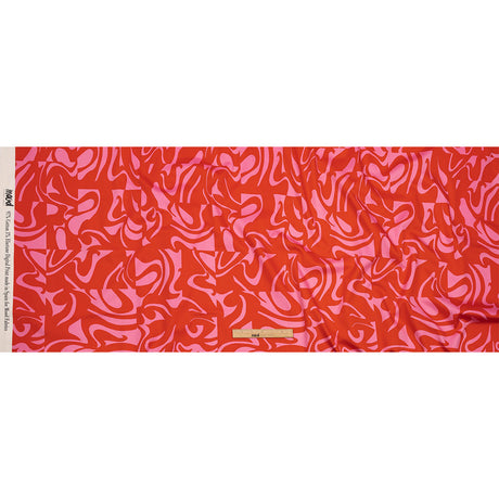 Stretch Cotton Sateen - Pink and Red Abstract - Show Goes On Print - Mood Exclusive Metro Collection