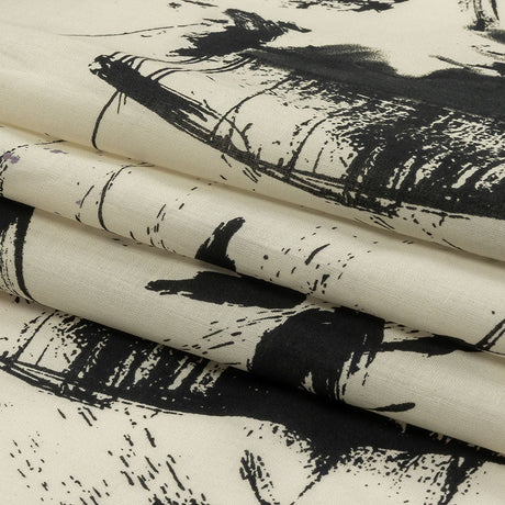 Cotton Voile - Black and White Abstract - Subway Lines Print - Mood Exclusive Metro Collection